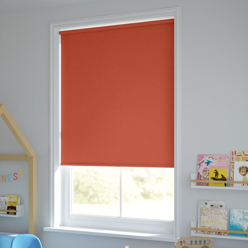 Jaloustore Blickdichtes Rollo auf Maß in matter Leinwand-Struktur, Rückseite farbig angepasst Rotorange - Bild 1