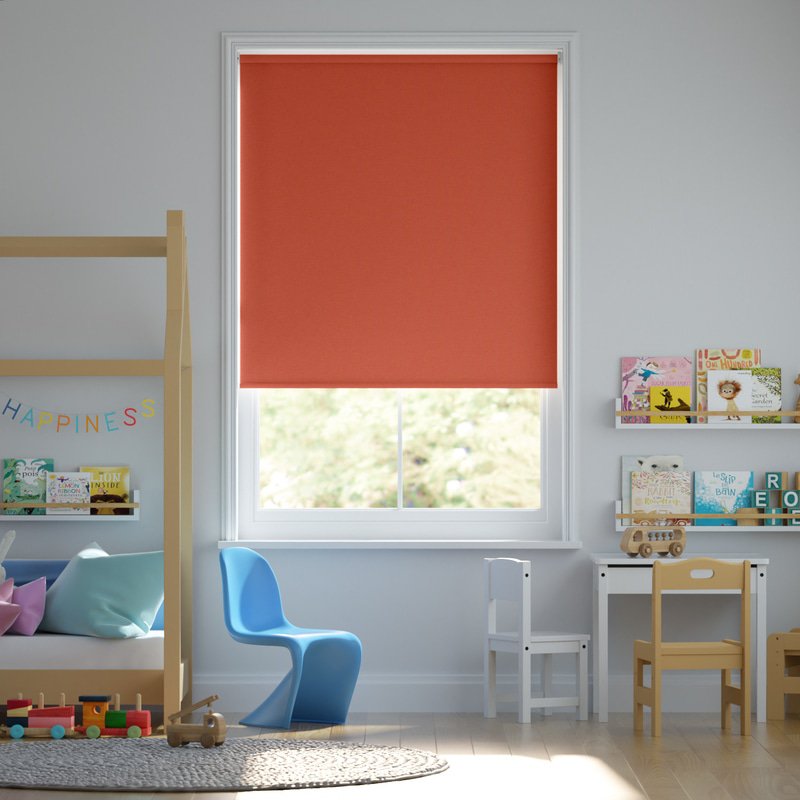 Jaloustore Blickdichtes Rollo auf Maß in matter Leinwand-Struktur, Rückseite farbig angepasst Rotorange - Bild 0