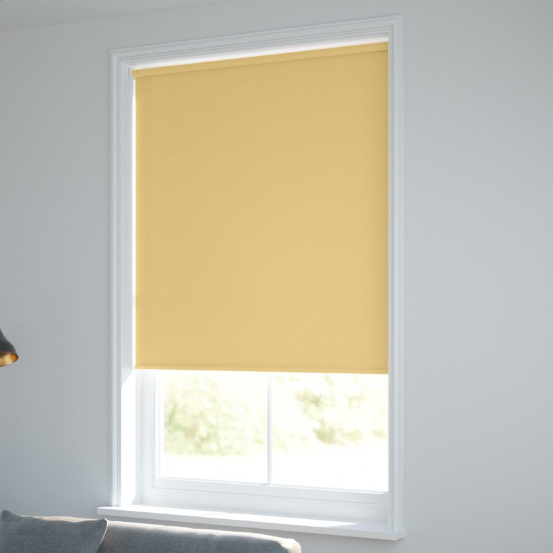 Jaloustore Blickdichtes Rollo auf Maß in matter Leinwand-Struktur, Rückseite farbig angepasst Hellgelb - Bild 1