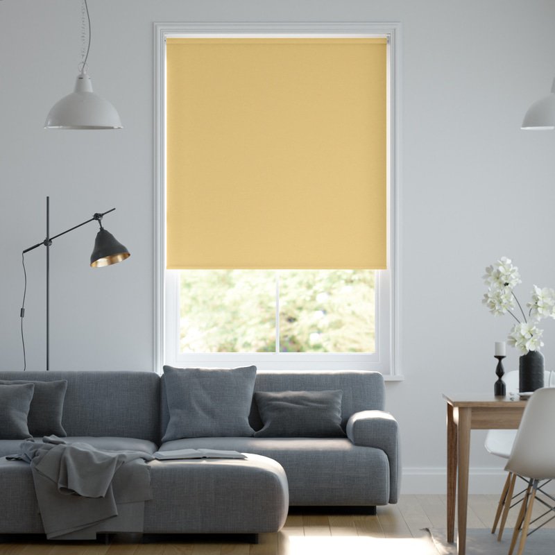 Jaloustore Blickdichtes Rollo auf Maß in matter Leinwand-Struktur, Rückseite farbig angepasst Hellgelb - Bild 0