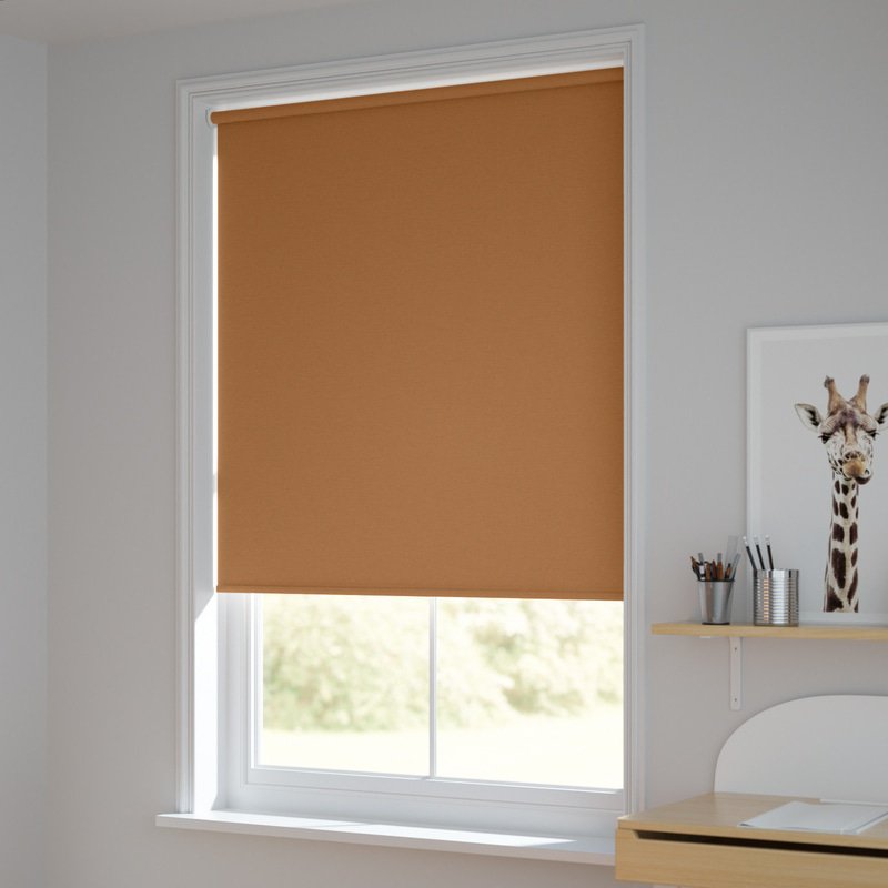 Jaloustore Blickdichtes Rollo auf Maß in matter Leinwand-Struktur, Rückseite farbig angepasst Cognac - Bild 1