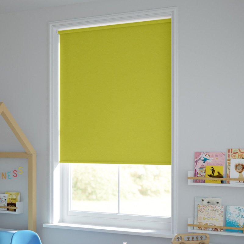 Jaloustore Blickdichtes Rollo auf Maß in matter Leinwand-Struktur, Rückseite farbig angepasst Maigrün - Bild 1