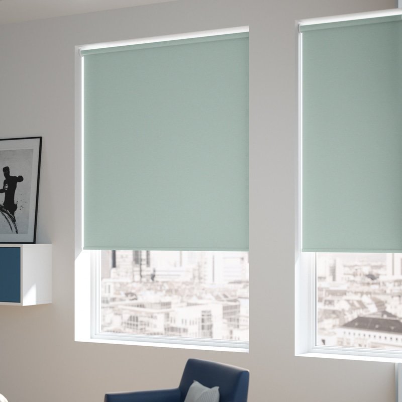 Jaloustore Blickdichtes Rollo auf Maß in matter Leinwand-Struktur, Rückseite farbig angepasst Mint - Bild 1
