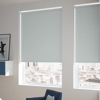 Jaloustore Blickdichtes Rollo auf Maß in matter Leinwand-Struktur, Rückseite farbig angepasst Pastell-Blau - Vorschau 1