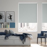 Jaloustore Blickdichtes Rollo auf Maß in matter Leinwand-Struktur, Rückseite farbig angepasst Pastell-Blau - Vorschau 0