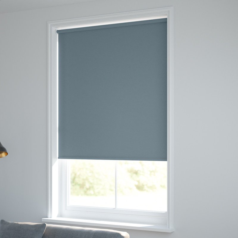 Jaloustore Blickdichtes Rollo auf Maß in matter Leinwand-Struktur, Rückseite farbig angepasst Graublau - Bild 1