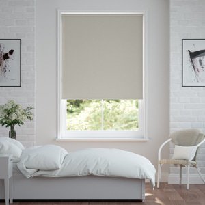 Verdunkelungsrollo auf Maß in matter Leinwand-Optik, Rückseite weiß