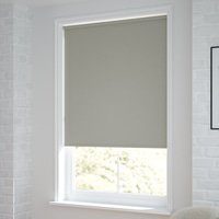 Jaloustore Verdunkelungsrollo auf Maß in matter Leinwand-Optik, Rückseite weiß Sandgrau - Vorschau 1