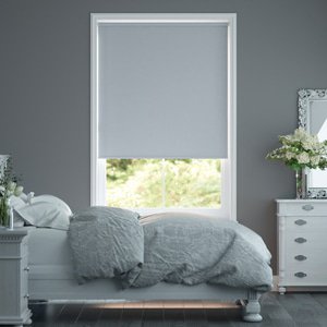 Verdunkelungsrollo auf Maß in matter Leinwand-Optik, Rückseite weiß