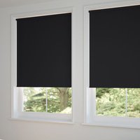 Jaloustore Verdunkelungsrollo auf Maß in matter Leinwand-Optik, Rückseite weiß Schwarz - Vorschau 1