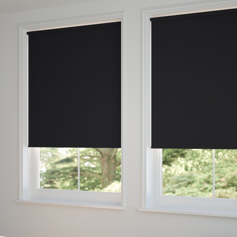 Jaloustore Verdunkelungsrollo auf Maß in matter Leinwand-Optik, Rückseite weiß Schwarz - Bild 1