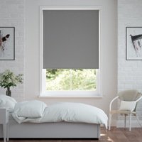 Jaloustore Verdunkelungsrollo auf Maß in matter Leinwand-Optik, Rückseite weiß Silbergrau - Vorschau 0