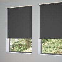 Jaloustore Verdunkelungsrollo auf Maß in matter Leinwand-Optik, Rückseite farbig angepasst Dunkelgrau - Vorschau 1