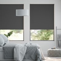Jaloustore Verdunkelungsrollo auf Maß in matter Leinwand-Optik, Rückseite farbig angepasst Dunkelgrau - Vorschau 0