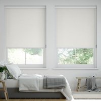 Jaloustore Verdunkelungsrollo auf Maß in matter Leinwand-Optik, Rückseite weiß Altweiß - Vorschau 0