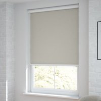 Jaloustore Verdunkelungsrollo auf Maß in matter Leinwand-Optik, Rückseite weiß Beigegrau - Vorschau 1