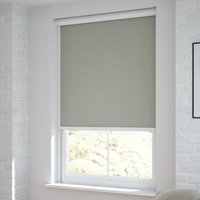 Jaloustore Verdunkelungsrollo auf Maß in matter Leinwand-Optik, Rückseite weiß Sandgrau - Vorschau 1