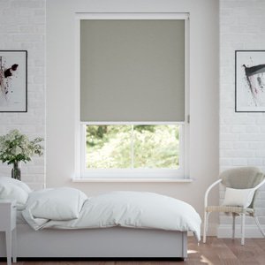 Verdunkelungsrollo auf Maß in matter Leinwand-Optik, Rückseite weiß