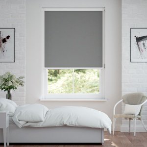 Verdunkelungsrollo auf Maß in matter Leinwand-Optik, Rückseite weiß