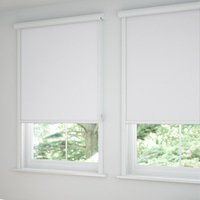 Jaloustore Verdunkelungsrollo auf Maß in matter Leinwand-Optik, Rückseite weiß Weiß - Vorschau 1