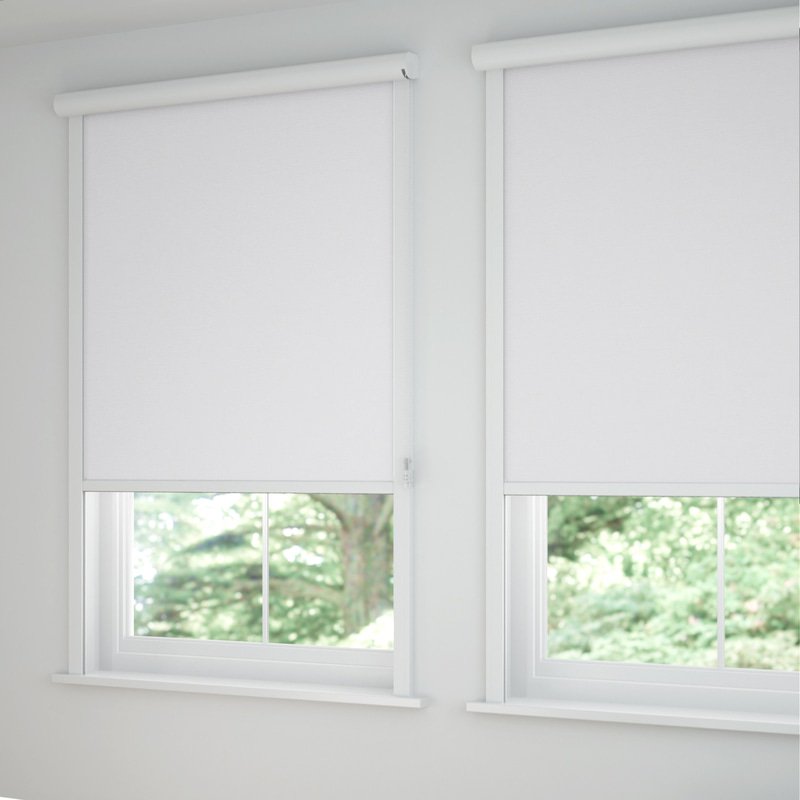 Jaloustore Verdunkelungsrollo auf Maß in matter Leinwand-Optik, Rückseite weiß Weiß - Bild 1