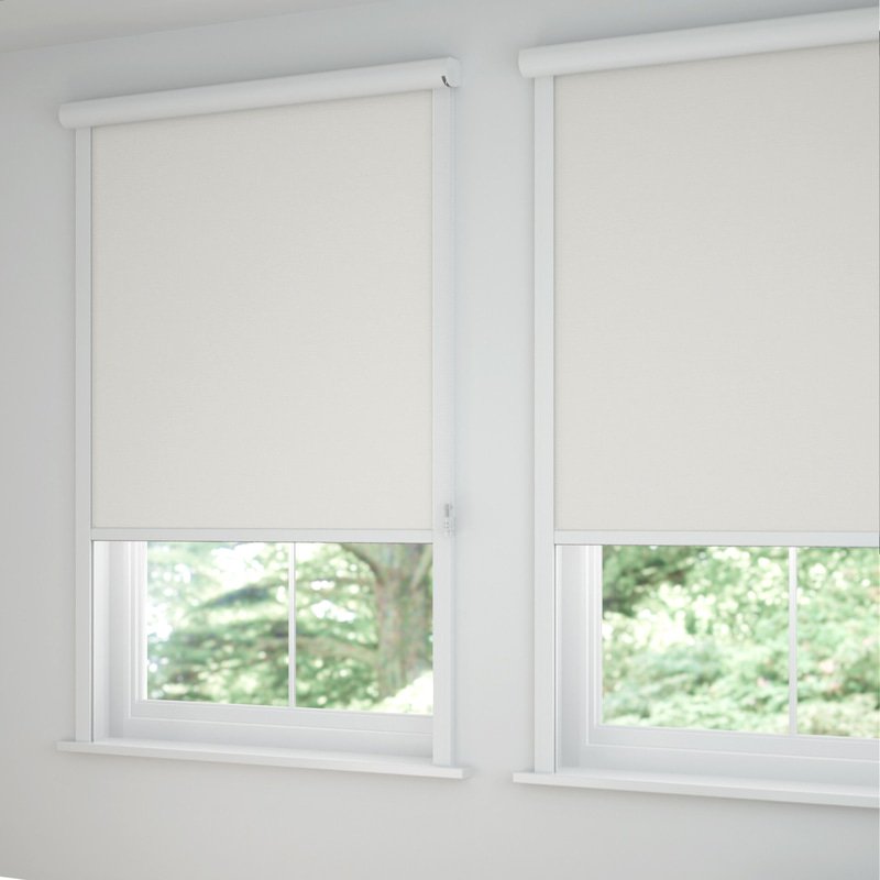 Jaloustore Verdunkelungsrollo auf Maß in matter Leinwand-Optik, Rückseite weiß Altweiß - Bild 1