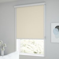 Jaloustore Verdunkelungsrollo auf Maß in matter Leinwand-Optik, Rückseite weiß Naturbeige - Vorschau 1