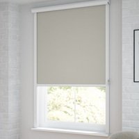 Jaloustore Verdunkelungsrollo auf Maß in matter Leinwand-Optik, Rückseite weiß Beigegrau - Vorschau 1