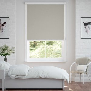 Verdunkelungsrollo auf Maß in matter Leinwand-Optik, Rückseite weiß