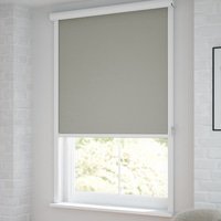 Jaloustore Verdunkelungsrollo auf Maß in matter Leinwand-Optik, Rückseite weiß Sandgrau - Vorschau 1