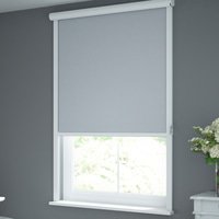 Jaloustore Verdunkelungsrollo auf Maß in matter Leinwand-Optik, Rückseite weiß Pastellblau - Vorschau 1