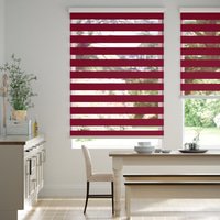 Jaloustore Doppelrollo auf Maß mit Uni-Blockstreifen mit gestreiftem groben Transparent Bordeauxrot - Vorschau 0