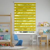 Jaloustore Doppelrollo auf Maß mit Uni-Blockstreifen mit gestreiftem groben Transparent Limetten-Grün - Vorschau 0