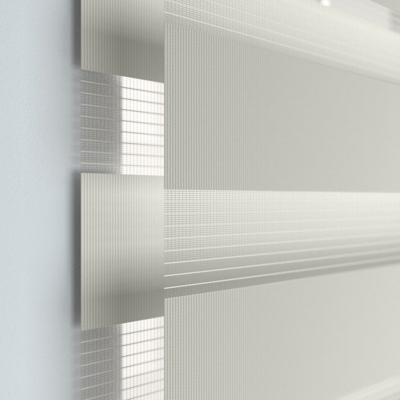 Jaloustore Doppelrollo auf Maß mit Uni-Blockstreifen mit gestreiftem feinen Transparent Silber-Grau - Bild 1