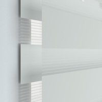 Jaloustore Doppelrollo auf Maß mit Uni-Blockstreifen mit gestreiftem feinen Transparent Reinweiß - Vorschau 1