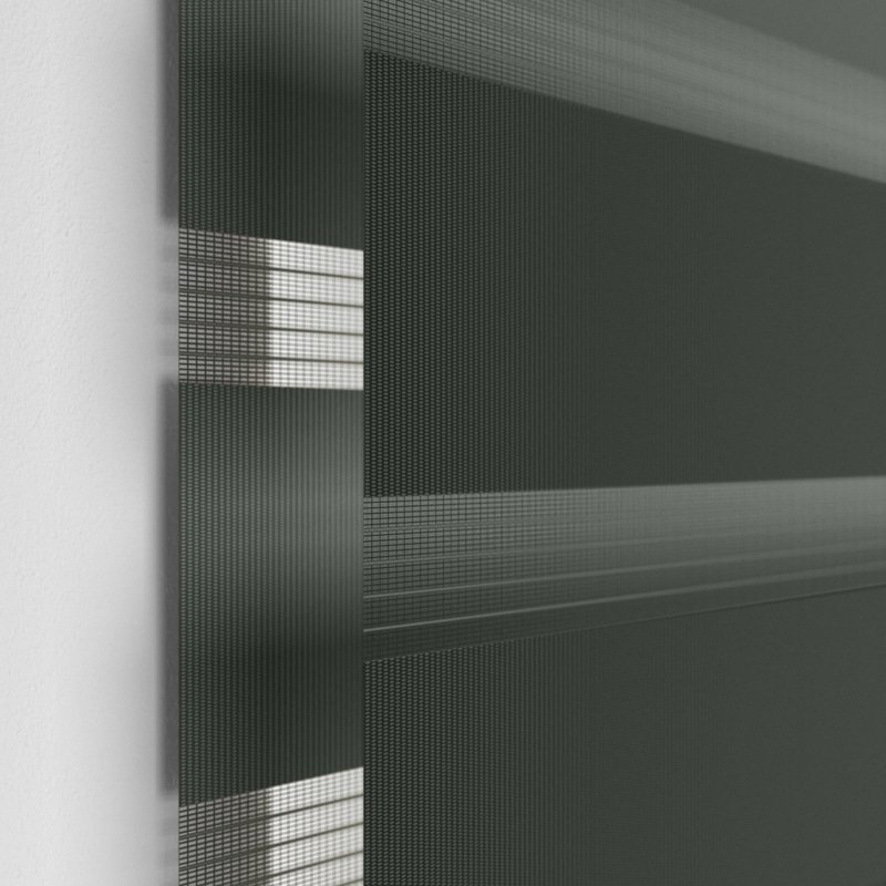 Jaloustore Doppelrollo auf Maß mit schmalen Streifen mit gestreiftem feinen Transparent Anthrazit - Bild 1
