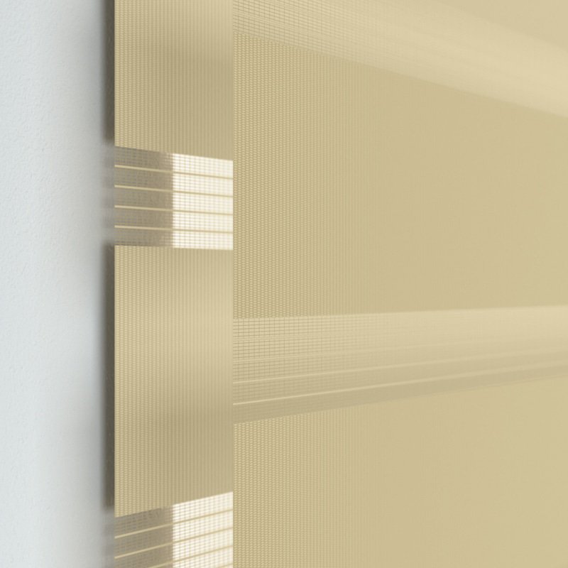 Jaloustore Doppelrollo auf Maß mit schmalen Streifen mit gestreiftem feinen Transparent Vanille - Bild 1