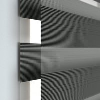 Jaloustore Doppelrollo auf Maß mit Blockstreifen mit regelmäßigen feinen Streifen  Schwarz - Vorschau 1