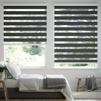 Jaloustore Doppelrollo auf Maß mit Blockstreifen mit regelmäßigen feinen Streifen  Schwarz - Vorschau 0