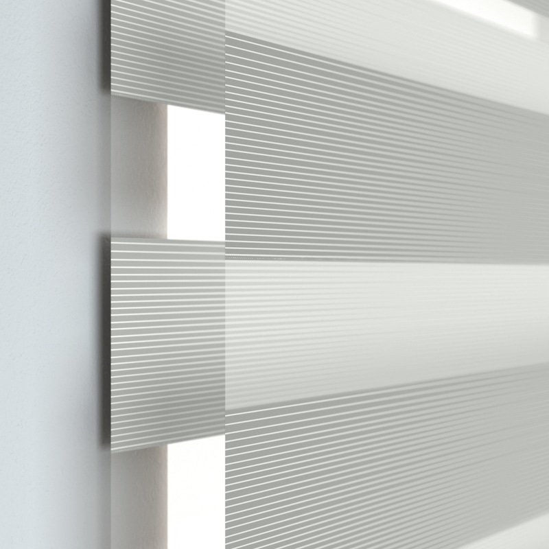 Jaloustore Doppelrollo auf Maß mit Blockstreifen mit regelmäßigen feinen Streifen  Silber-Grau - Bild 1
