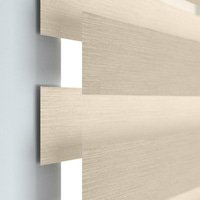 Jaloustore Doppelrollo auf Maß mit Blockstreifen mit feinem Melange-Effekt  Beige-Creme - Vorschau 1