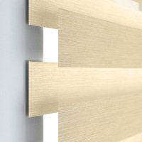 Jaloustore Doppelrollo auf Maß mit Blockstreifen mit feinem Melange-Effekt  Creme-Caramel - Vorschau 1