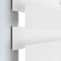 Jaloustore Doppelrollo auf Maß mit Blockstreifen mit feinem Melange-Effekt  Weiß - Vorschau 1