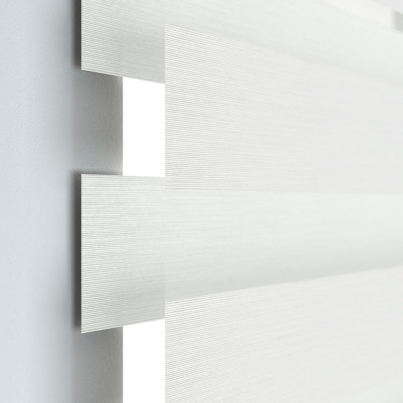 Jaloustore Doppelrollo auf Maß mit Blockstreifen mit feinem Melange-Effekt  Weiß - Bild 1