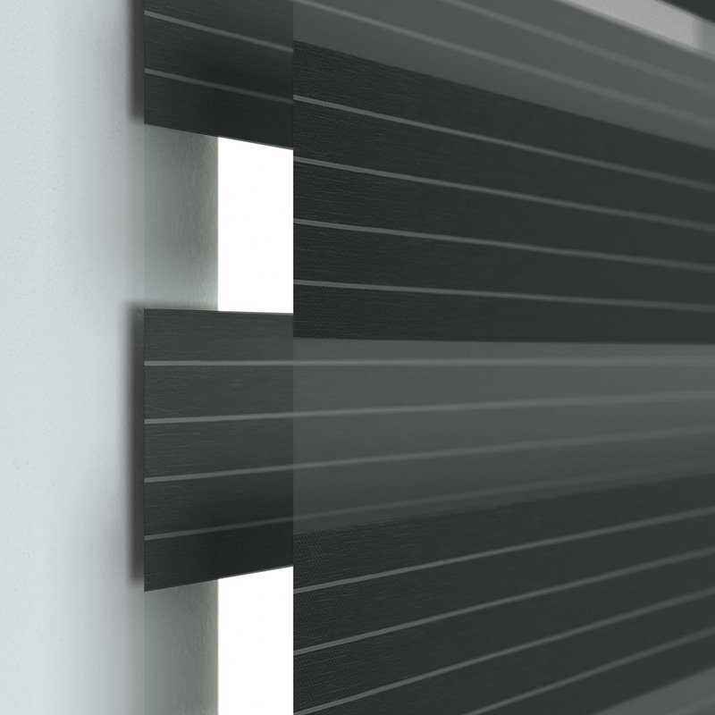 Jaloustore Doppelrollo auf Maß mit modernen Blockstreifen mit Nadelstreifen Schwarz - Bild 1