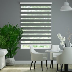 Doppelrollo auf Maß mit modernen Blockstreifen mit Nadelstreifen