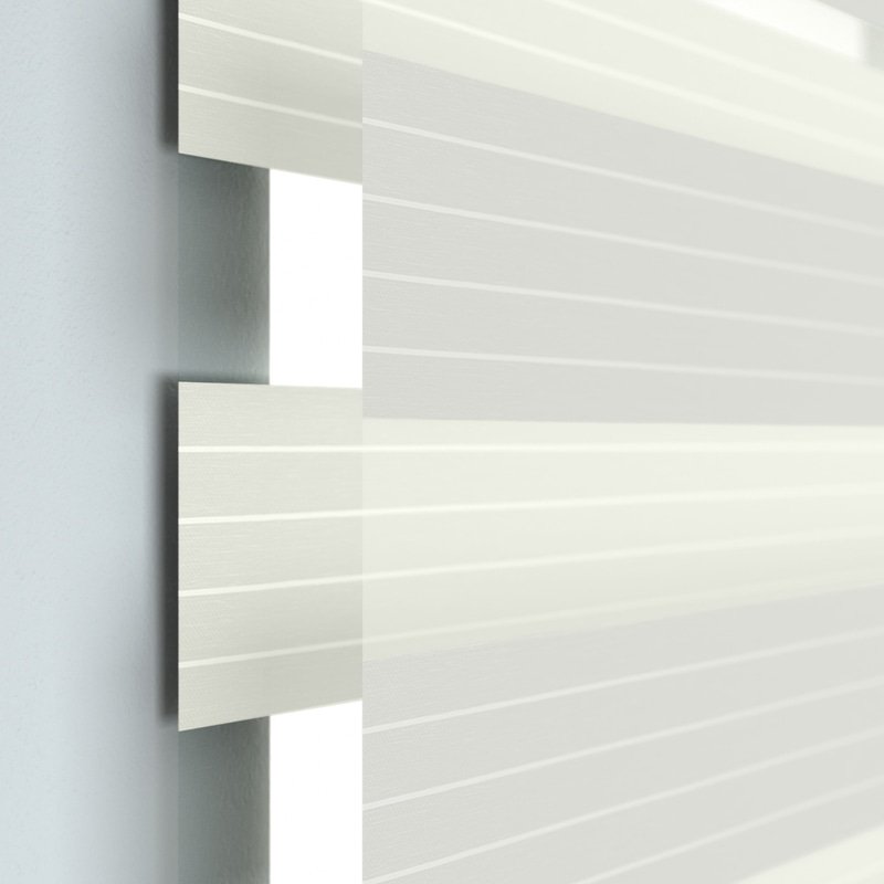 Jaloustore Doppelrollo auf Maß mit modernen Blockstreifen mit Nadelstreifen Creme-Weiß - Bild 1