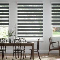 Jaloustore Doppelrollo auf Maß mit Uni-Blockstreifen in Verdunkelungsqualität Anthrazit - Vorschau 0