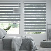 Jaloustore Doppelrollo auf Maß mit Uni-Blockstreifen in Verdunkelungsqualität Grau - Vorschau 0