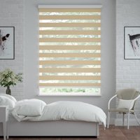 Jaloustore Doppelrollo auf Maß mit Uni-Blockstreifen in Verdunkelungsqualität Beige - Vorschau 0